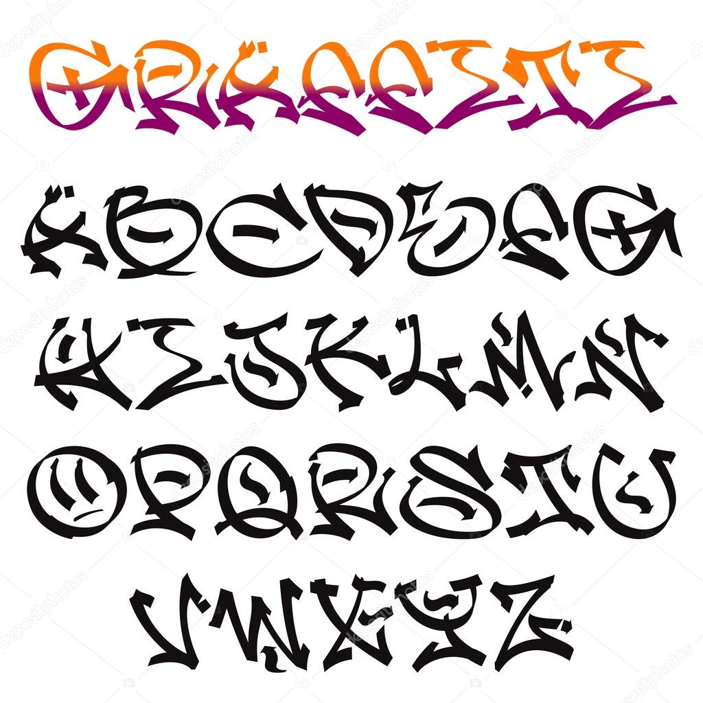 Graffiti typography | Urban graffiti alphabet. — Stock Vector ...