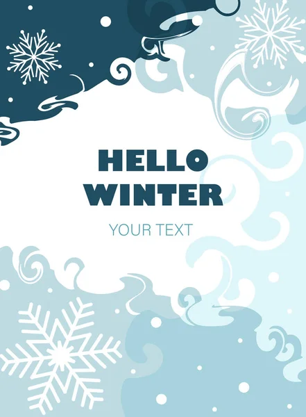 Modelo de história de inverno para mídias sociais, fundo azul com flocos de neve. Vetor de fundo de inverno. Ano Novo e design de ilustrações vetoriais de Natal — Vetor de Stock