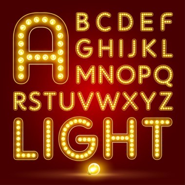 alfabe font gerçekçi lambalı