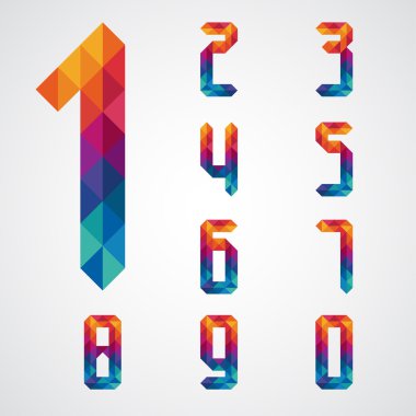 number set with colorful diamond