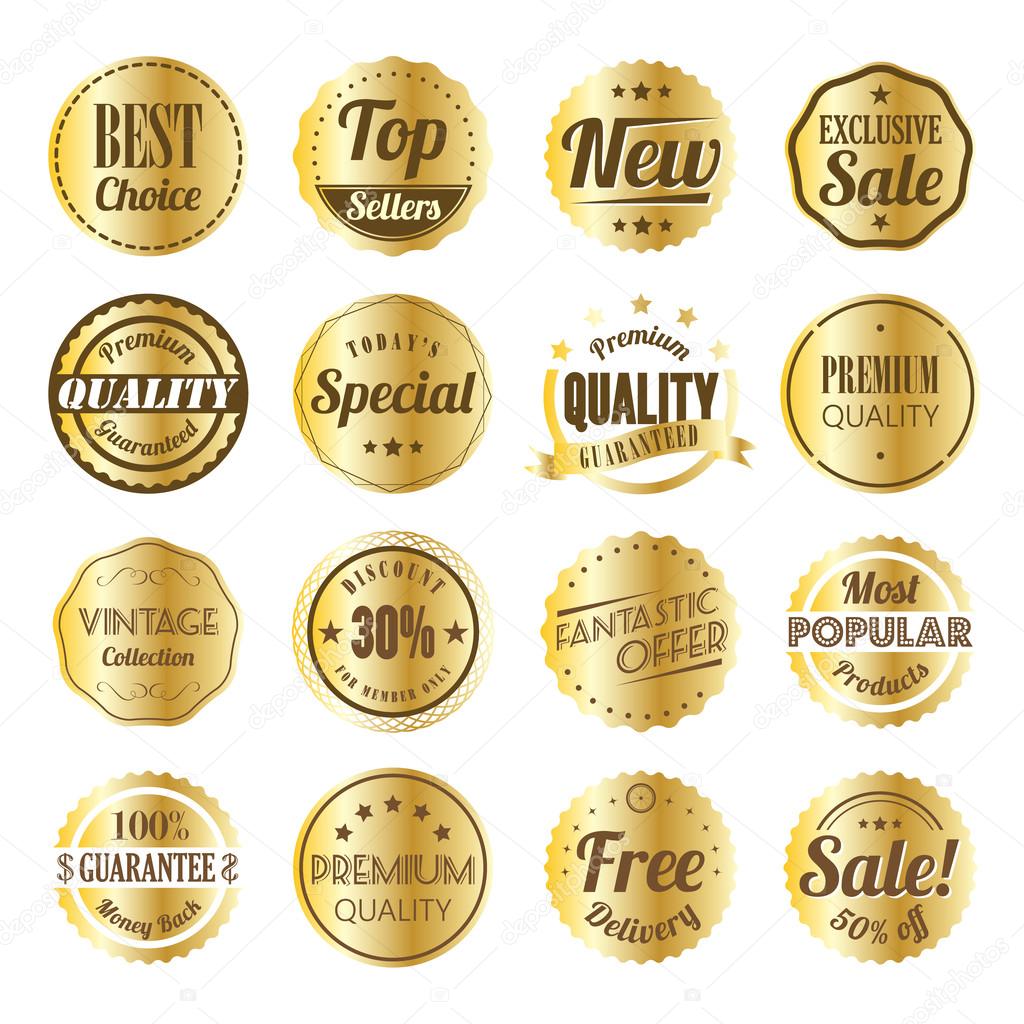 Retro label set with gold texture