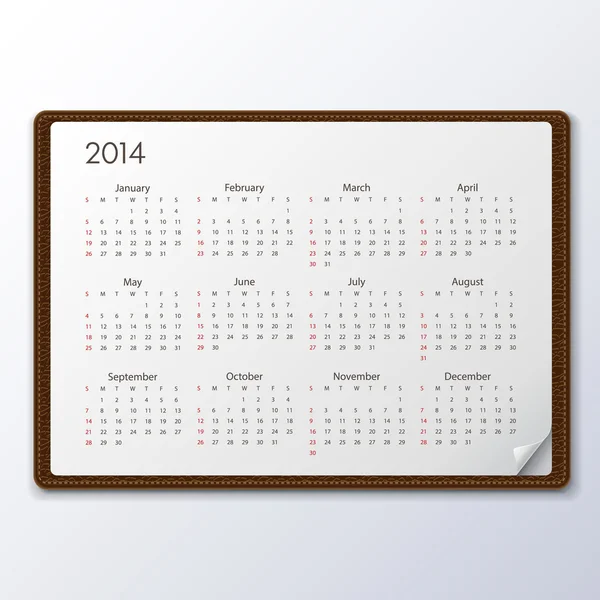 Calendário 2014 — Vetor de Stock