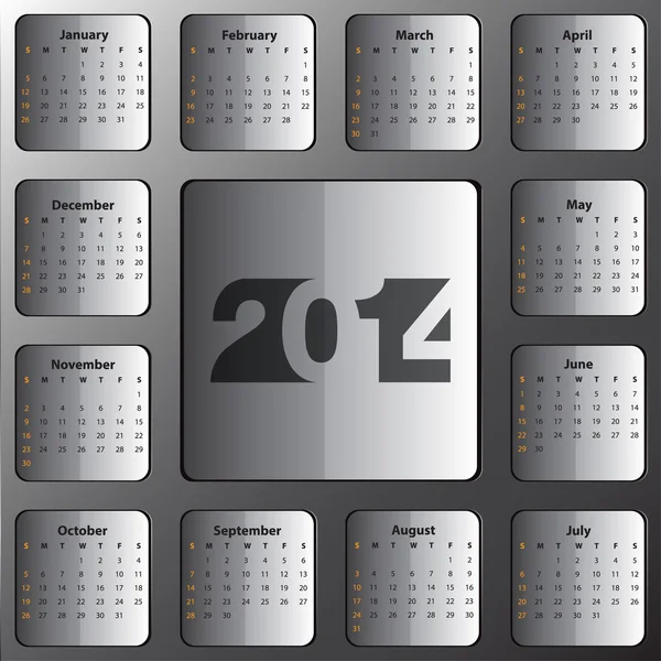 2014 Calendar — Stock Vector