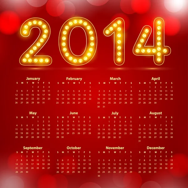 Kalender 2014 — Stockvektor