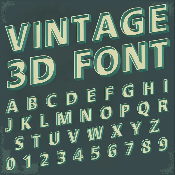 Fonte vintage 3d — Vetor de Stock