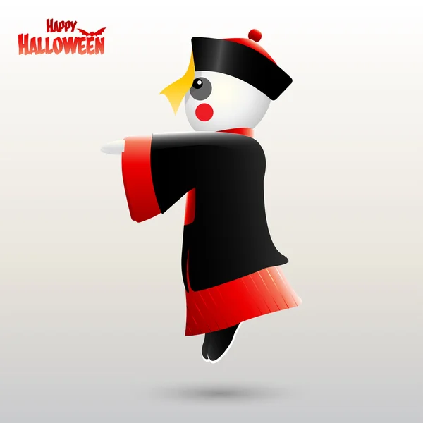 Joyeux Halloween avec zombie chinois — Image vectorielle