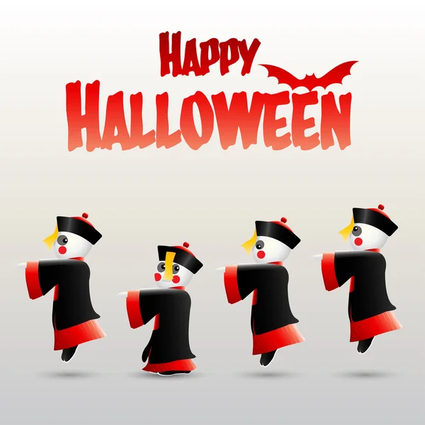 Feliz Halloween con zombies chinos — Vector de stock