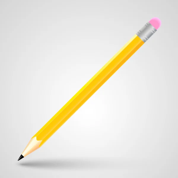 Yellow pencil on white background — Stock Vector