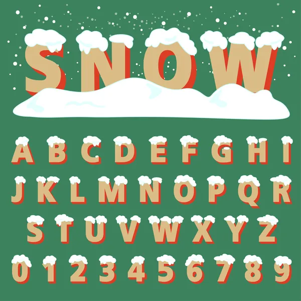 Retro type lettertype met sneeuw — Stockvector