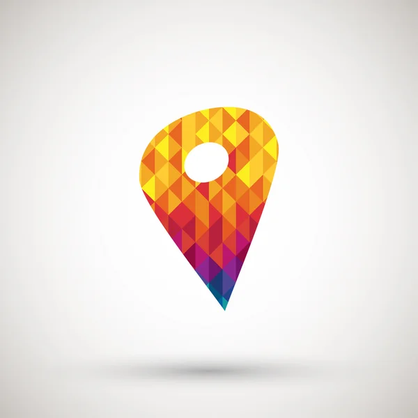 Icono de puntero de mapa con diamante colorido — Vector de stock