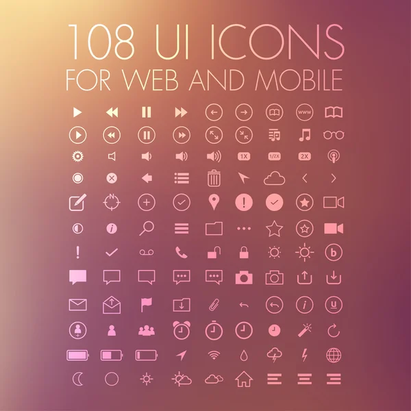 108 iconos para web y móvil — Archivo Imágenes Vectoriales