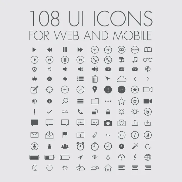 108 iconos para web y móvil — Archivo Imágenes Vectoriales