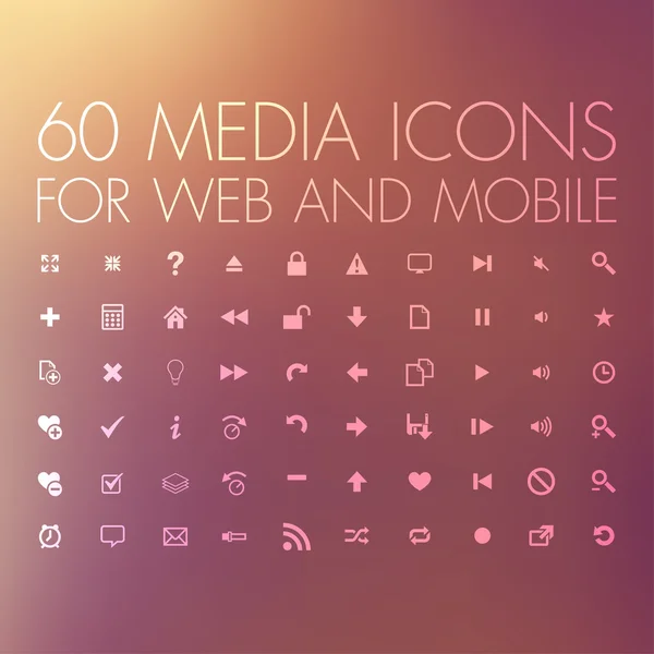 Iconos de medios establecidos para web y móvil — Archivo Imágenes Vectoriales