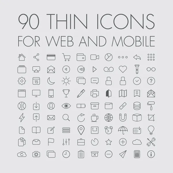 90 icons for web and mobile — Stock Vector