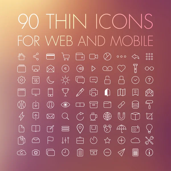 90 icônes pour web et mobile — Image vectorielle