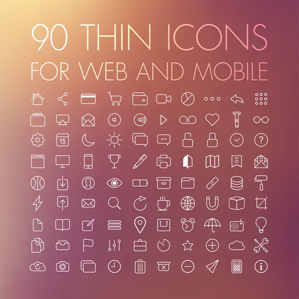 90 icons for web and mobile — Stock Vector