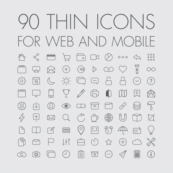 90 Icons für Web und Mobile — Stockvektor