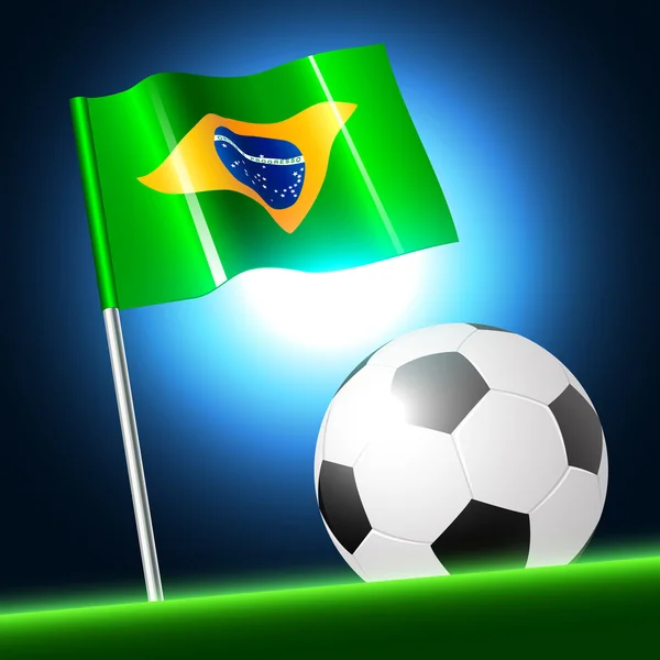 Fußball 2014 mit brasilianischer Flagge, Vektorillustration — Stockvektor