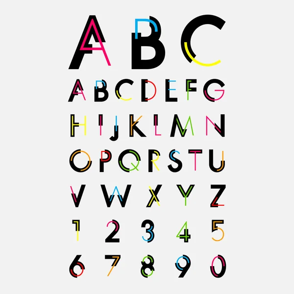 Alphabetic fonts and numbers — Stock Vector