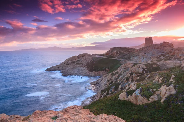 Mor şafak, Ile rousse, Korsika — Stok fotoğraf