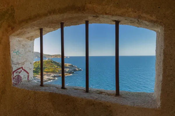 Vista da una torre di avvistamento nella cittadella di Calvi, Corsica — Foto Stock