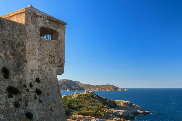 Wachttoren in de citadel op calvi, corsica — Stockfoto