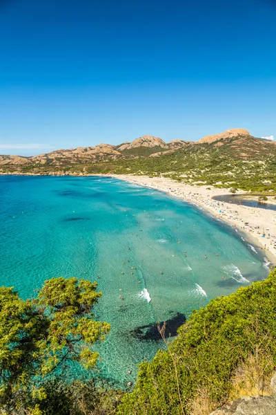 Korsika balagne beldesi Beach'de ostriconi — Stok fotoğraf