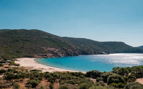 Stranden Plage Arone Och Det Turkosa Medelhavet Korsikas Västkust — Stockfoto