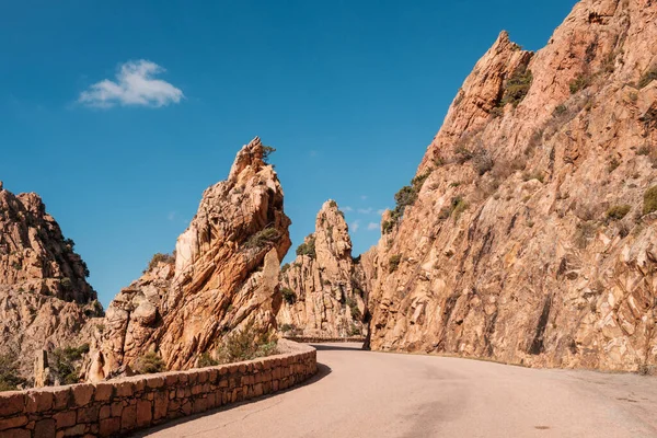 D81 Road Winding Dramatic Rock Formations Calanches Piana Corsica Royalty Free Stock Images