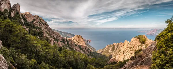 Panoramic View Calanches Piana Mediterranean Sea Unesco World Heritage Site — Stock Photo, Image