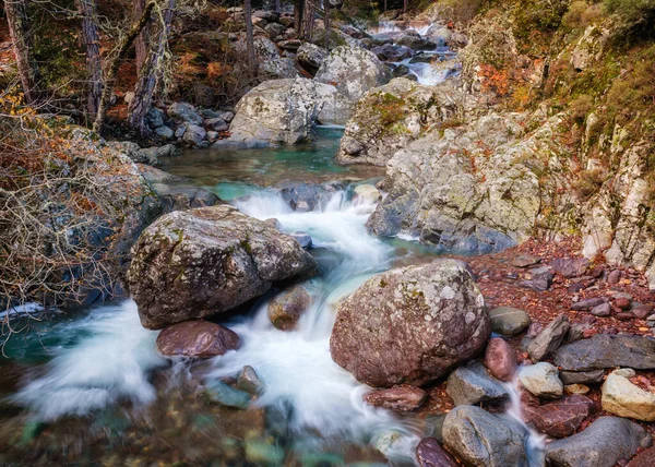 Sungai Tartagine Pegunungan Wilayah Balagne Dari Korsika Mengalir Mengelilingi Batu — Stok Foto