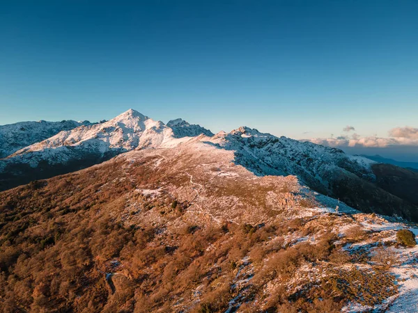 Aerial View Ridge Col Battaglia Leading Snow Covered Peak Monte — Foto Stock