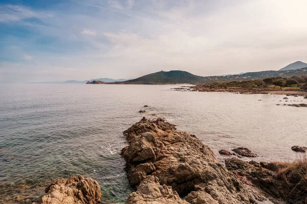 Die Felsige Küste Bei Ghjunchitu Der Balagne Auf Korsika Mit — Stockfoto
