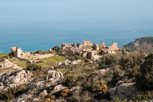 Opuszczona Wioska Occi Pobliżu Lumio Regionie Bałagnii Korsyce Morzem Śródziemnym — Zdjęcie stockowe