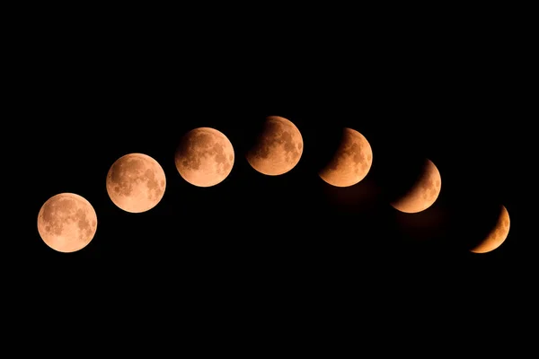 Una Imagen Compuesta Las Fases Eclipse Lunar Sobre Córcega Mayo — Foto de Stock