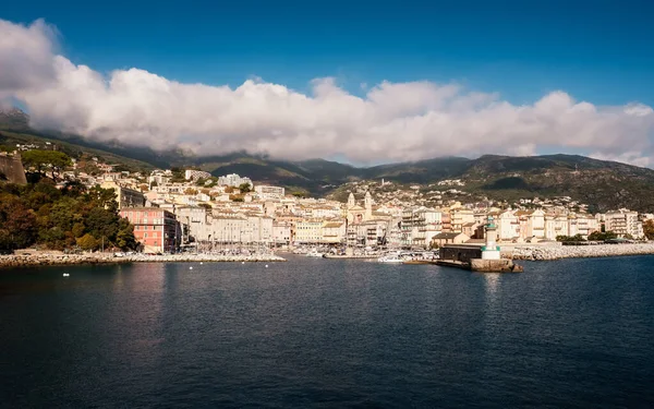 Entrada Antiguo Puerto Ciudad Bastia Costa Este Córcega Con Montañas — Foto de Stock