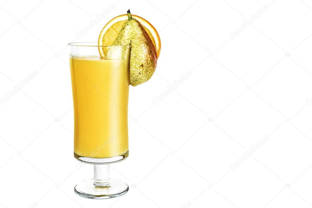 Peer and orange juice isolated
