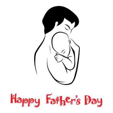 Dad and baby in lovely hug clipart