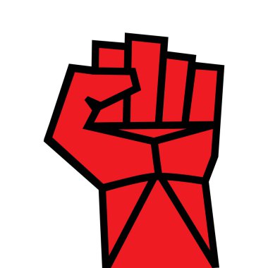 yumruk kırmızı el vektör sıktı. zafer, isyan kavramı. devrim, dayanışma, yumruk, güçlü, grev, şekil değiştirme. kolay renk değiştirmek için.