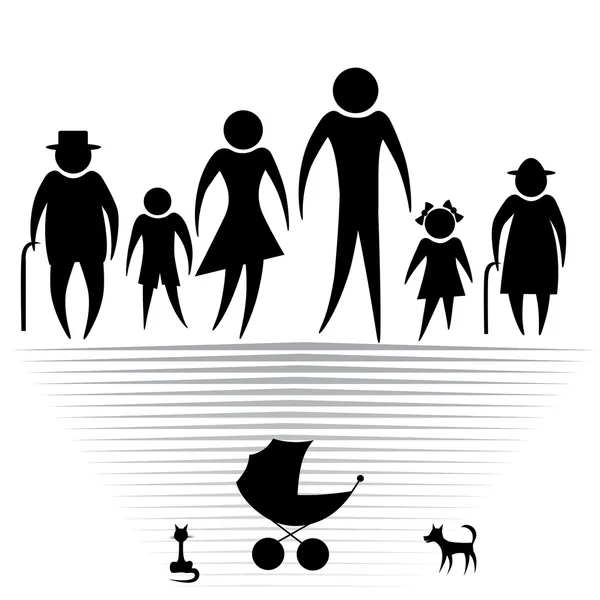 Silhouettes of family — Stock Vector