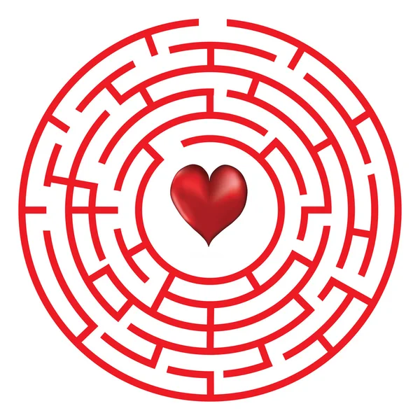 Labyrinthe concept amour avec coeur — Image vectorielle