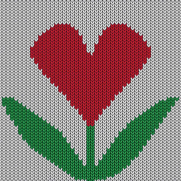 Corazón de punto. Tarjeta de San Valentín — Vector de stock