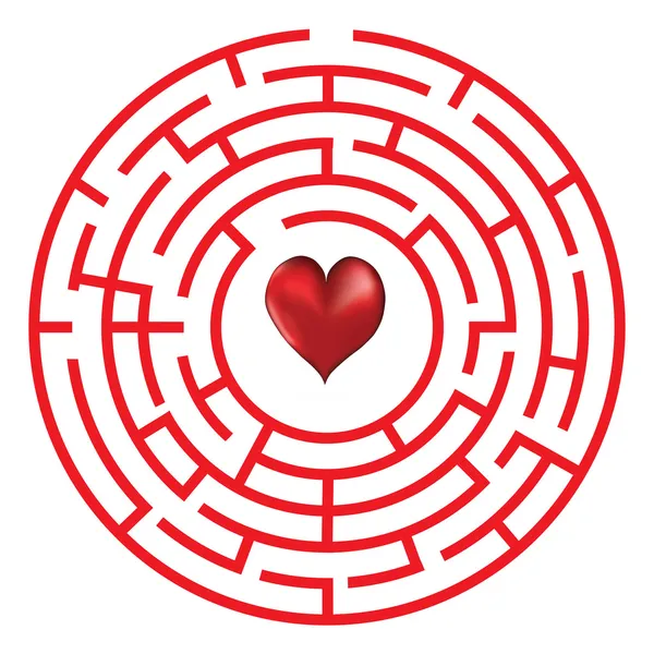 Liebe Konzept Labyrinth mit Herz — Stockvektor