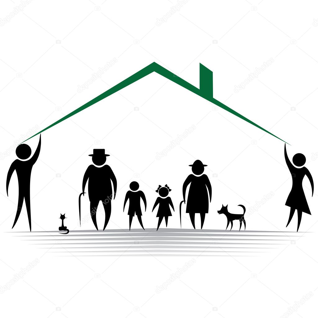 Protection people silhouette family icon