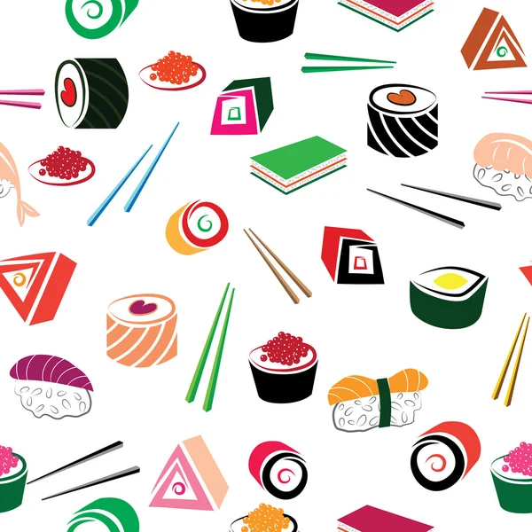 Sushi asiático alimentos sin costura conjunto — Vector de stock