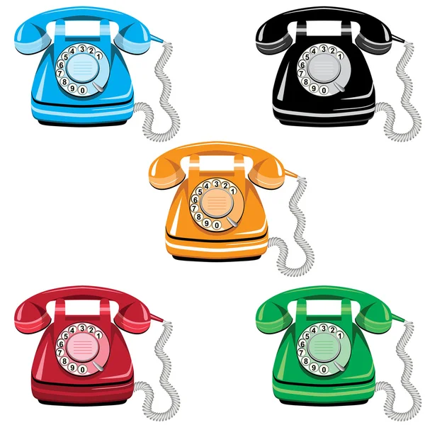 Telephone set, vector old rotary phone — Stock Vector