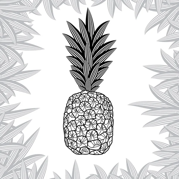 Pineapple isolated on white background. Vector illustration — Stock Vector