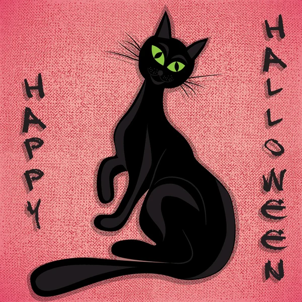 Gato negro halloween vector ilusión — Vector de stock