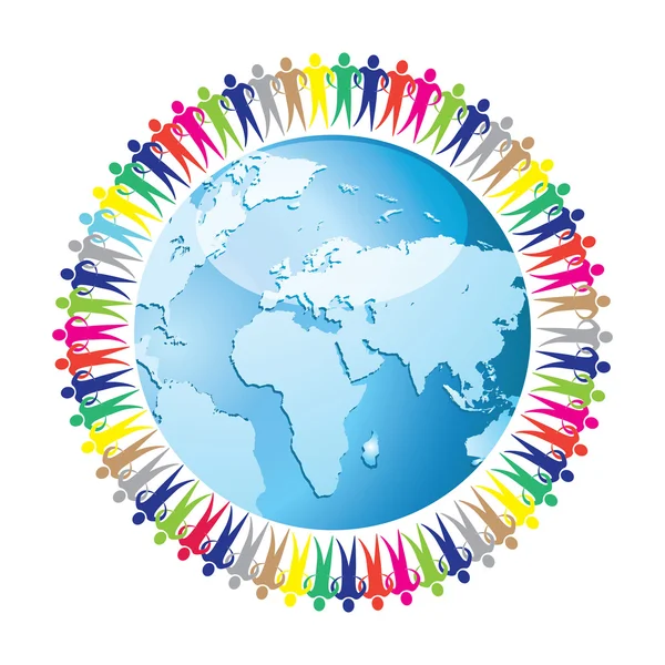 Comunidade de pessoas unidas ao redor do globo eps10 —  Vetores de Stock