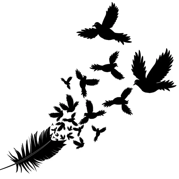 Φτερό πουλί σκίτσο εικόνα διάνυσμα — Διανυσματικό Αρχείο